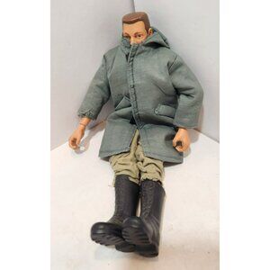 1996 Hasbro Jointed GI Joe with Scar on Face Brown Hair w/Coat Boots Pants